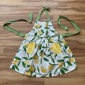 The Spring Shop Hostess Kitchen Bib Apron Lemon Yellow Green Pockets NWT